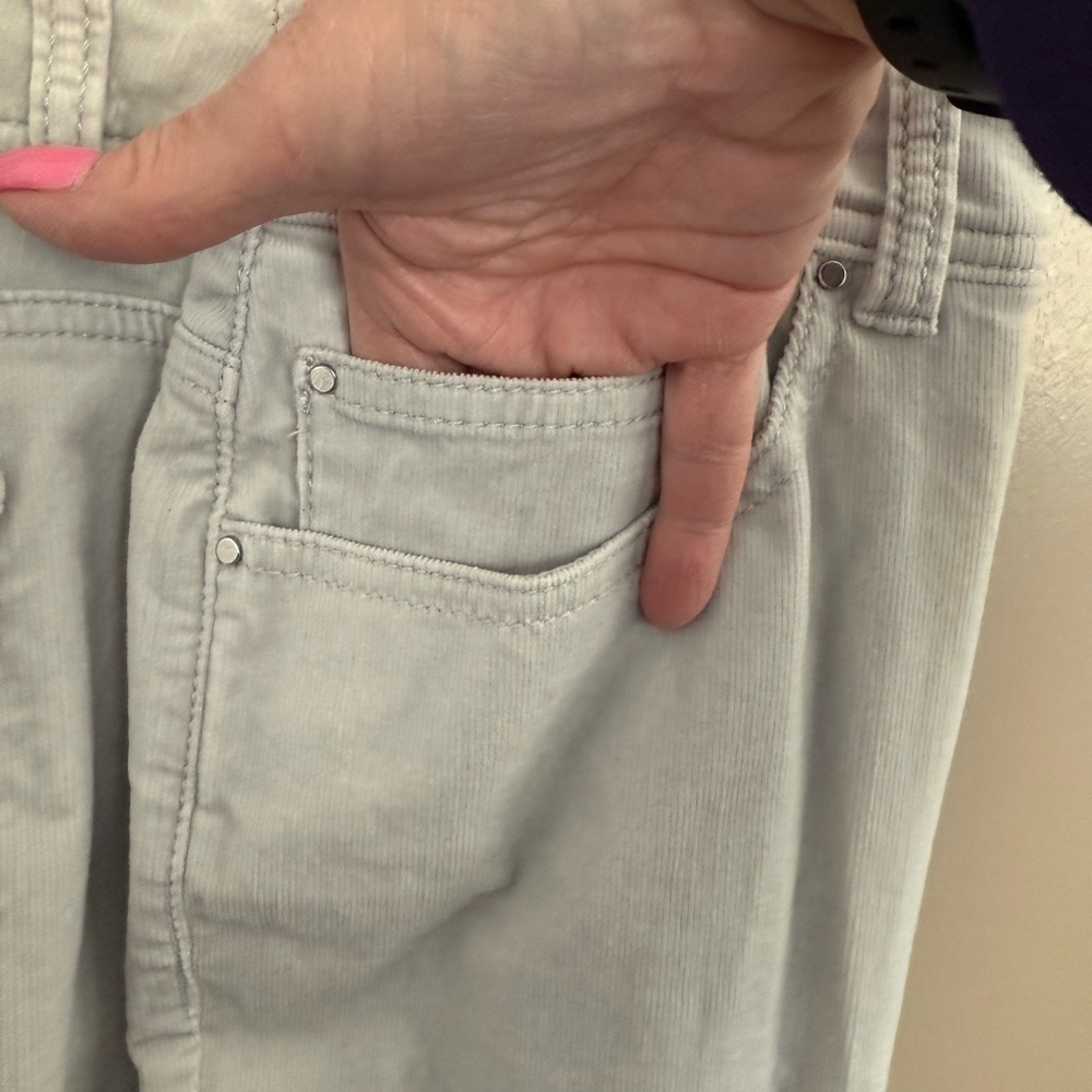 Chicos full length sz 2 (equiv sz 12-14). Dove grey. Light Corduroy. - Picture 6 of 8